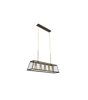 Voyager 5 Light Lantern Pendant Bar Antique Brass E27_Off