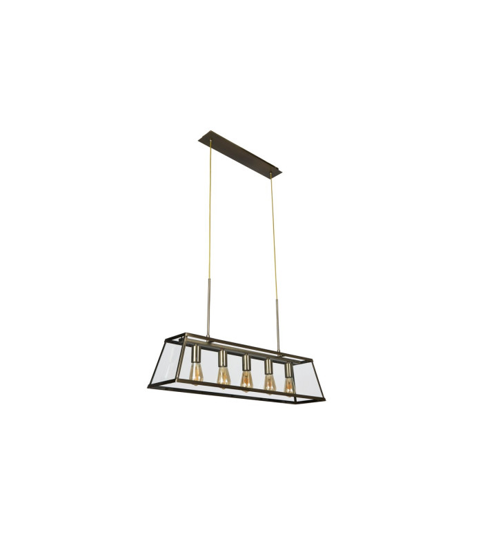 Voyager 5 Light Lantern Pendant Bar Antique Brass E27_Off