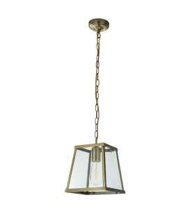 Voyager 1 Light Lantern Pendant Antique Brass E27_Off