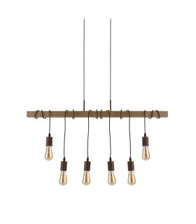6 Light Bar Pendant Brown Dark Wood E27_Off