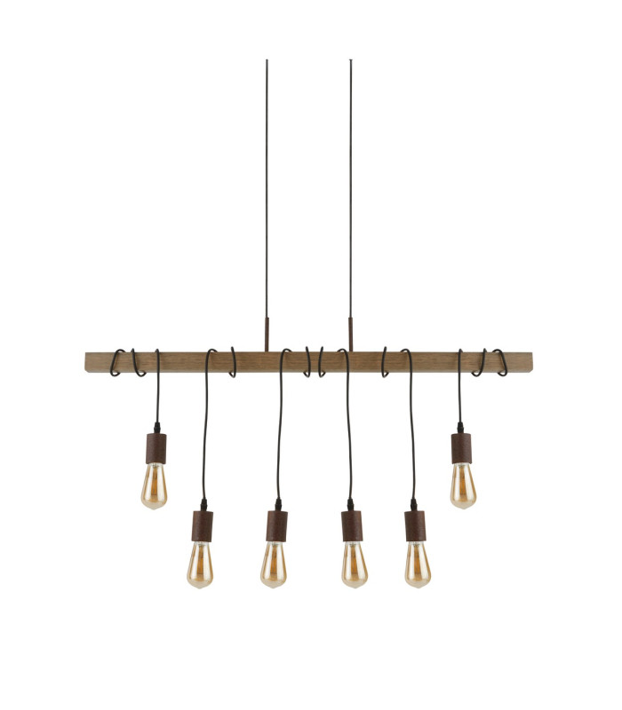 6 Light Bar Pendant Brown Dark Wood E27_Off