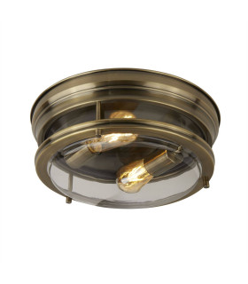 Edinburgh 2 Light Bathroom Flush Ceiling Light Antique Brass IP44 E27_Main