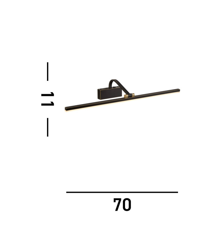 Integrated LED 1 Light Picture Wall Light Black Brushed Gold_Line