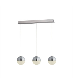 Marbles Integrated LED 3 Light Globe Bar Pendant Ceiling Light Chrome Silver_Main
