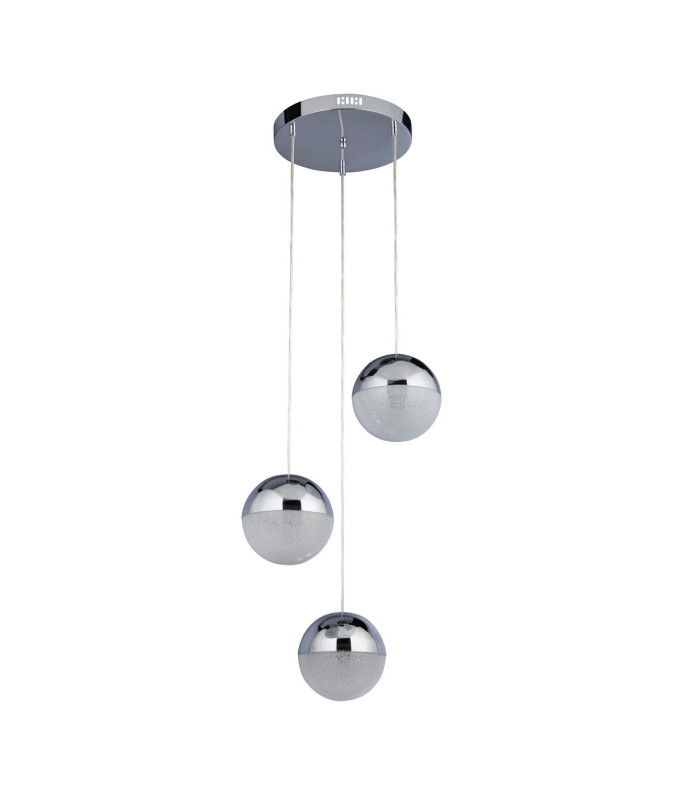 Marbles Integrated LED 3 Light Cluster Pendant Chrome_Off