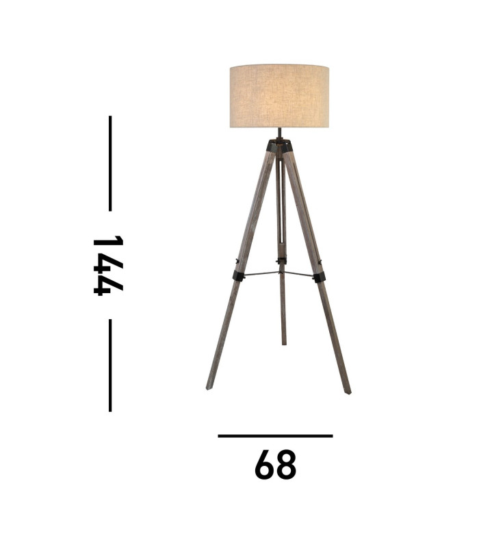 Easel 1 Light Floor Lamp Black Linen Shade E27_Line