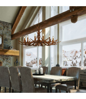 Stag 12 Light Pendant Brown E14_Room