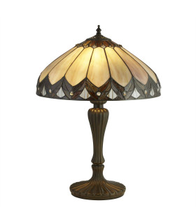 Pearl 2 Light Tiffany Table Lamp Antique Bronze Black Brown Purple E27_Main