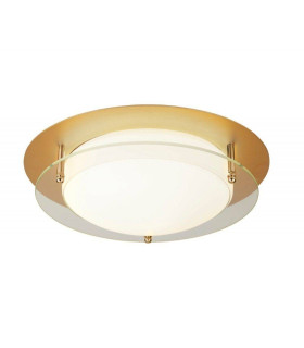Integrated LED 1 Light Semi Flush Gold White IP44_Main