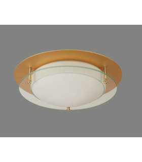 Integrated LED 1 Light Semi Flush Gold White IP44_Off