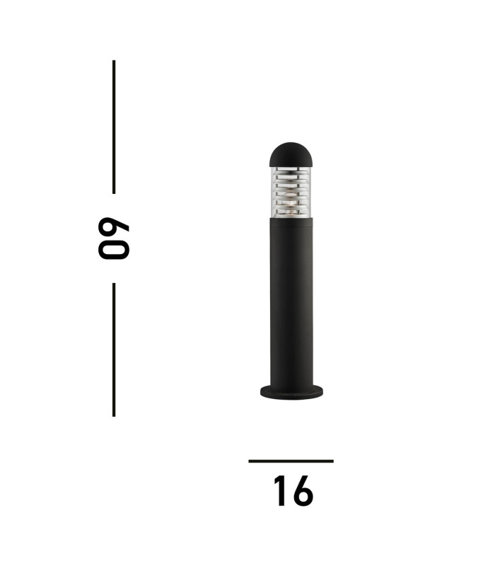 Bronx 1 Light Outdoor Bollard Post Black IP65 E27_Line