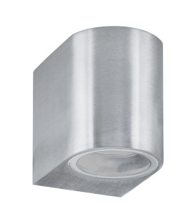 1 Light Outdoor Wall Light Satin Silver IP44 GU10_Off