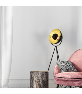 Blink 1 Light Floor Lamp Matt Black Gold E27_Room