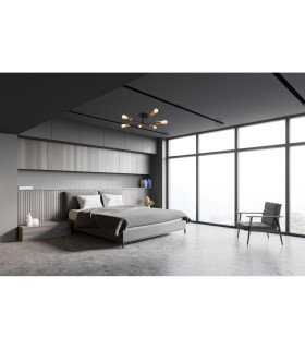 Armstrong 6 Light Semi Flush Ceiling Light Matt Black Satin Brass E27_Room