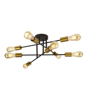 Armstrong 8 Light Semi Flush Ceiling Light Matt Black Satin Brass E27_Main