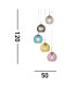Mardi Gras 5 Light Cluster Pendant Satin Silver Blue Smoked Yellow Pink E27_Line