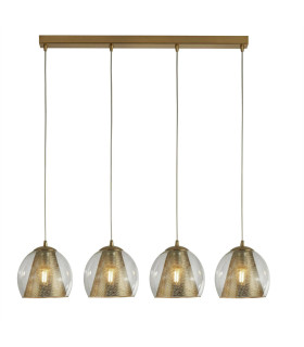 Conio 4 Light Pendant Bar Mesh Satin Brass E27_Main