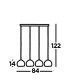 Conio 4 Light Pendant Bar Mesh Satin Brass E27_Line