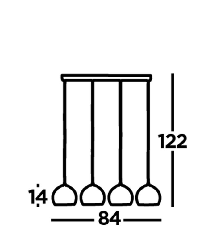 Conio 4 Light Pendant Bar Mesh Satin Brass E27_Line
