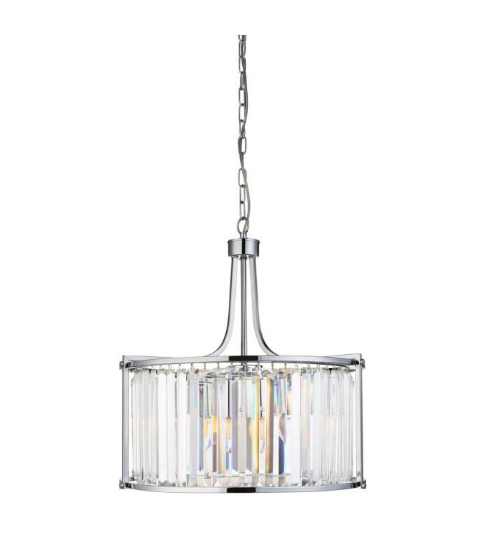 Victoria 5 Light Round Pendant Chrome with Glass E27_Off