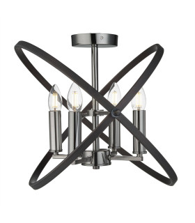 Hoopla 4 Light Semi Flush Pewter Black E14_Main