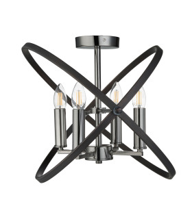 Hoopla 4 Light Semi Flush Pewter Black E14_Off