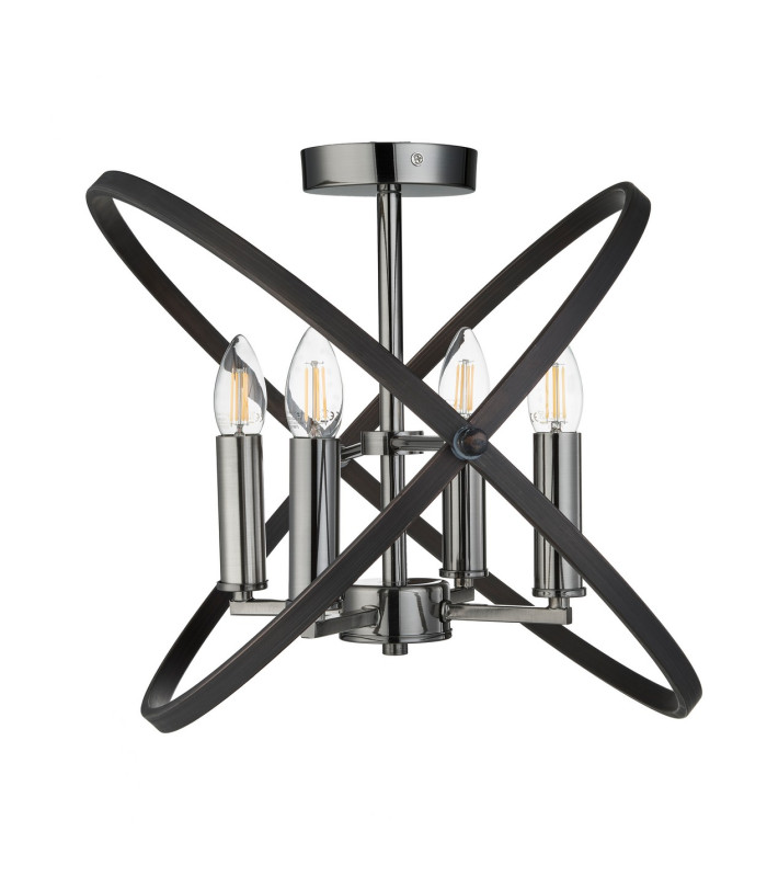 Hoopla 4 Light Semi Flush Pewter Black E14_Off