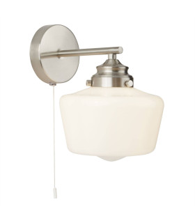 School House 1 Light Wall Light Satin Silver White IP44 E27_Main