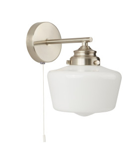 School House 1 Light Wall Light Satin Silver White IP44 E27_Off