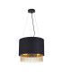 Fringe 3 Light Round Pendant Matt Black Shade Gold E27_Main
