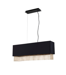 Fringe 4 Light Bar Pendant Matt Black Shade Gold E27_Off