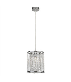 Elise 1 Light Pendant Chrome Crystal Drops E27_Main
