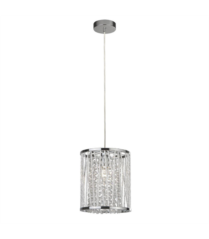 Elise 1 Light Pendant Chrome Crystal Drops E27_Main