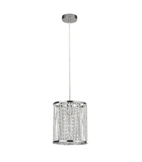 Elise 1 Light Pendant Chrome Crystal Drops E27_Off