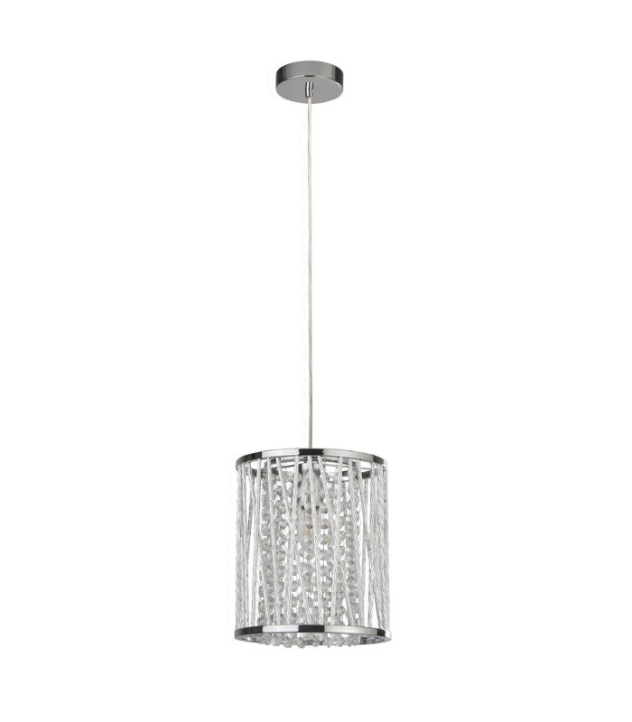 Elise 1 Light Pendant Chrome Crystal Drops E27_Off