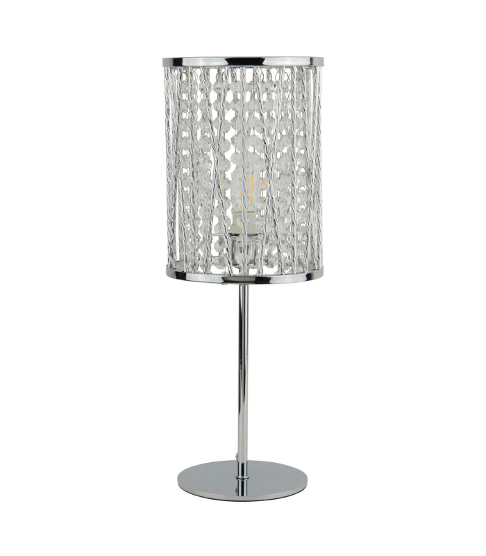 Elise 1 Light Table Lamp Chrome Crystal Drops E14_Off