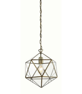 1 Light Cage Prism Pendant Antique Brass E27_Main