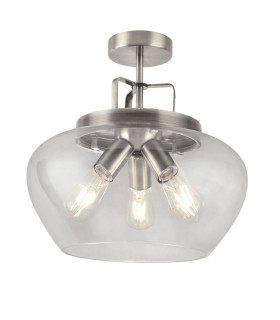 Boule 3 Light Semi Flush Satin Silver Glass E27_Main