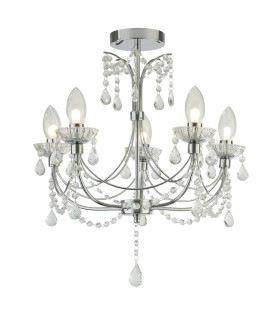Autumn 5 Light Bathroom Chandelier Chrome Crystal Glass IP44 G9_Main