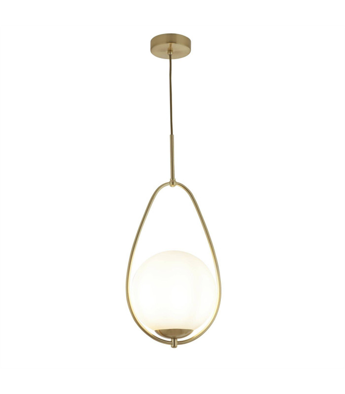 Avalon 1 Light Pendant Gold Opal Glass E27_Main