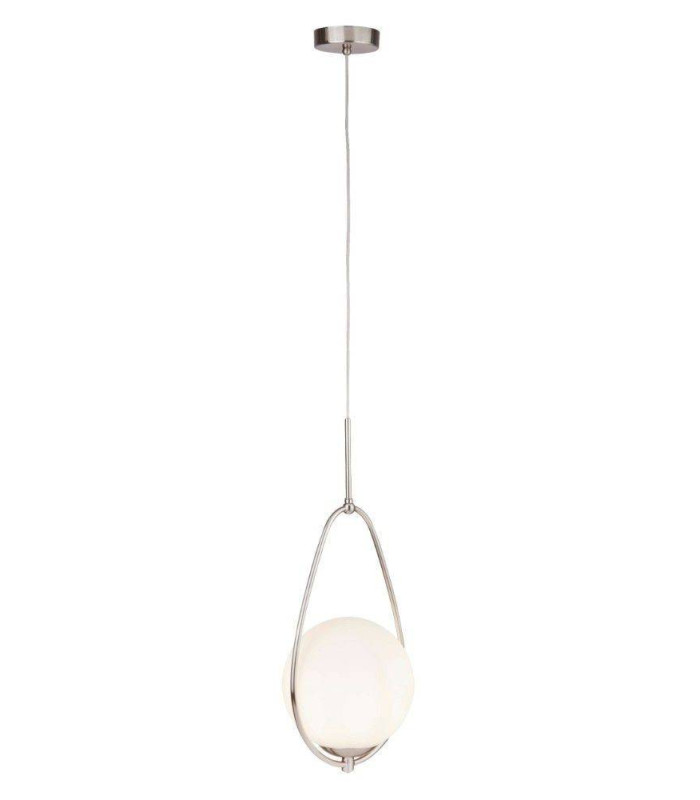 Avalon 1 Light Pendant Satin Silver Opal Glass E27_Main