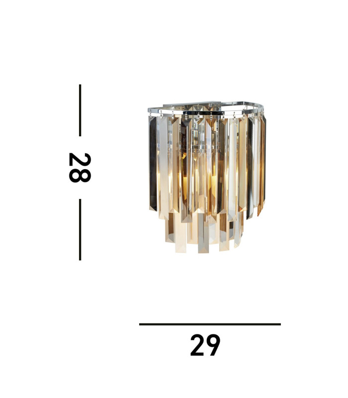 Clarissa 2 Light Wall Light Chrome Glass Shade E14_Line
