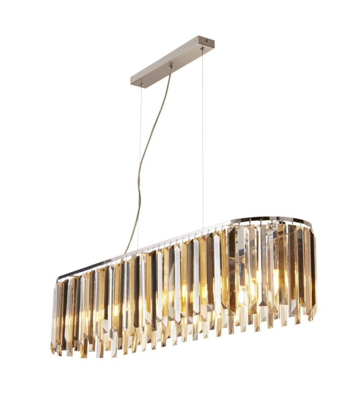 Clarissa 8 Light Bar Ceiling Pendant Chrome Crystal Prism Drops E14_Main