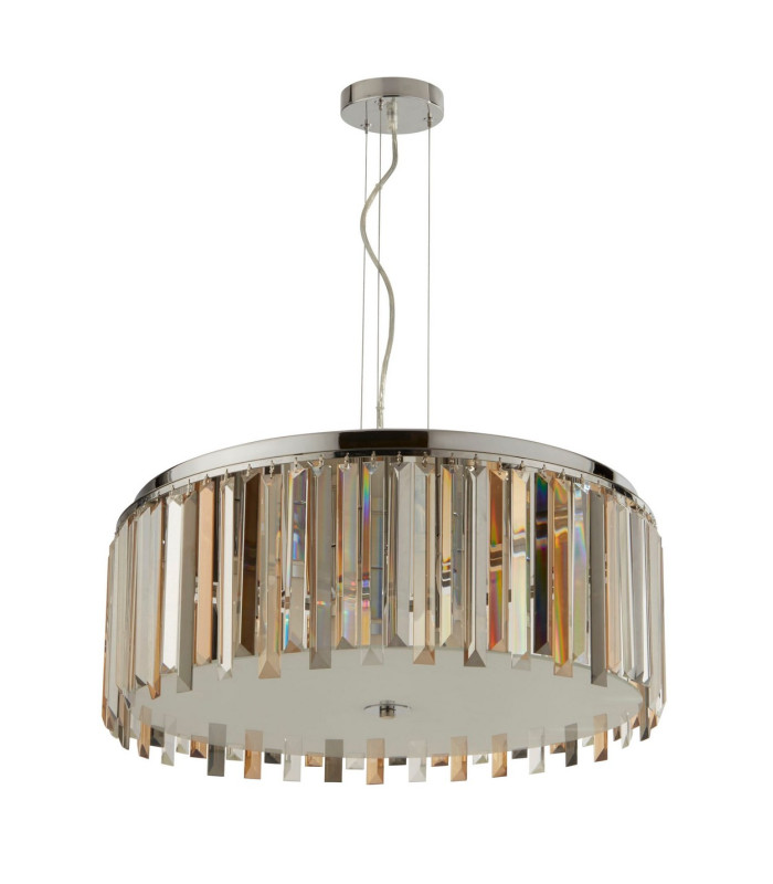 Clarissa 5 Light Ceiling Pendant Chrome Crystal Prism Drops E14_Off