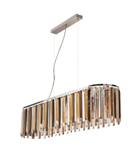 Clarissa 8 Light Bar Ceiling Pendant Chrome Crystal Prism Drops E14_Off