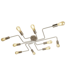 Circuit 10 Light Flush Ceiling Light Satin Silver E27_Main