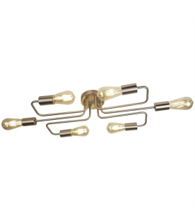 Circuit 6 Light Flush Ceiling Light Satin Silver E27_Main