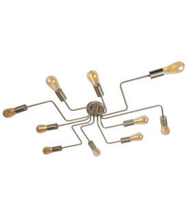 Circuit 10 Light Flush Ceiling Light Satin Silver E27_Off