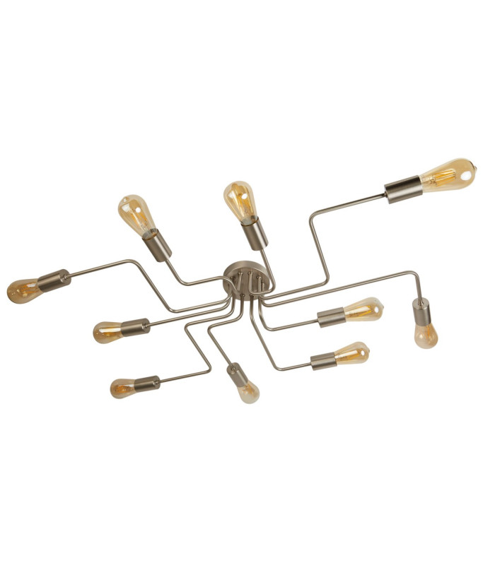 Circuit 10 Light Flush Ceiling Light Satin Silver E27_Off