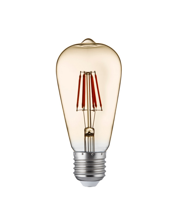 5 PACK Dimmable Led Filament Squirrel Lamp Amber Glass E27 6W 600Lm_Off